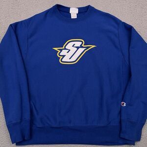 Spalding University Champion Reverse Weave Sweatshirt Men's Large‎ Blue Heavy